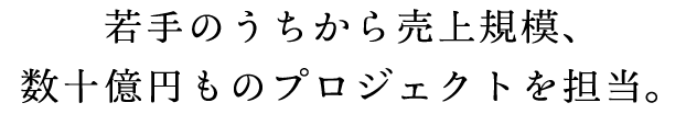 若手のうちから売上規模、数十億円ものプロジェクトを担当。